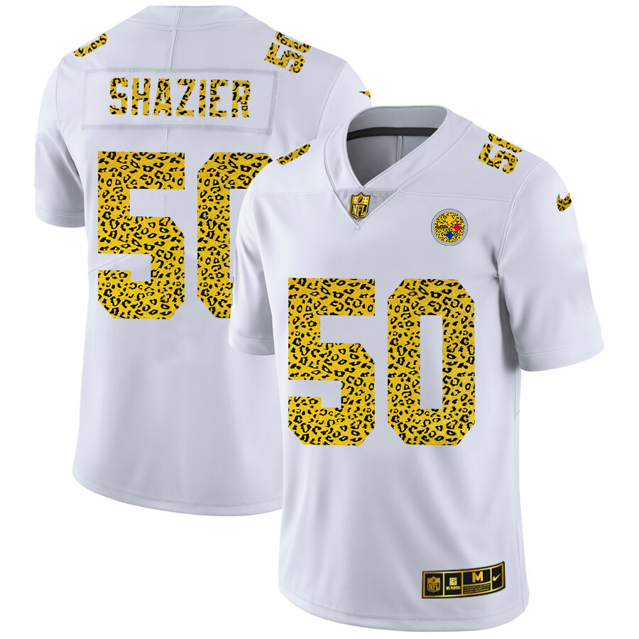 Pittsburgh Steelers #50 Ryan Shazier Men Nike Flocked Leopard Print Vapor Limited NFL Jersey White->pittsburgh steelers->NFL Jersey
